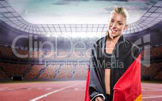 Athlete posing with German flag