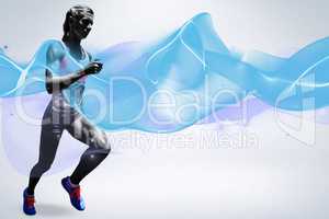 Composite image of sportswoman running on a white background