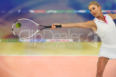 Composite image of athlete is playing tennis