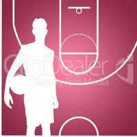 Composite image of sportsman holding a basketball