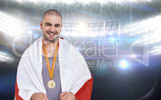 Composite image of athlete with olympic gold medal