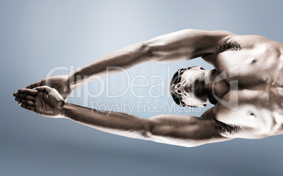 Composite image of swimmer ready to dive