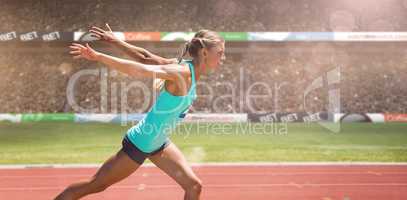 Sportswoman finishing her run