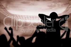 Composite image of silhouettes of football supporters