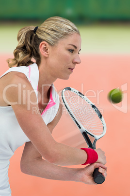 Composite image of athlete playing tennis