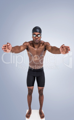 Composite image of swimmer ready to dive