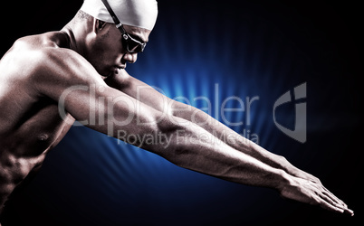 Composite image of swimmer ready to dive