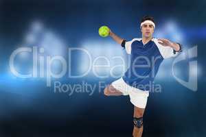 Portrait of sportsman throwing a ball