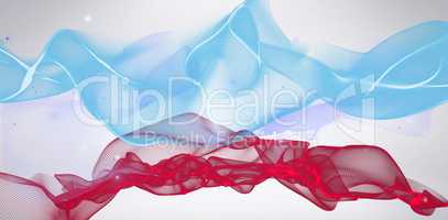 Composite image of blue and red wave digital design