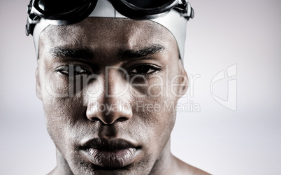 Composite image of portrait of swimmer in swimmingÂ go