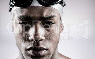 Composite image of portrait of swimmer in swimmingÂ go