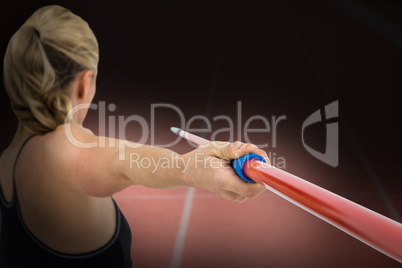 Composite image of athlete preparing to throw javelin