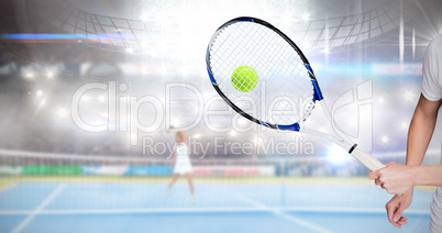 Close up of hands playing tennis