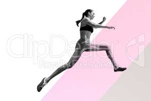 Profile view of sportswoman jumping