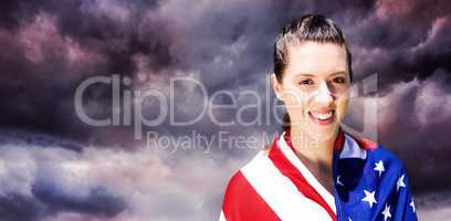 Portrait of happy american sportswoman smiling