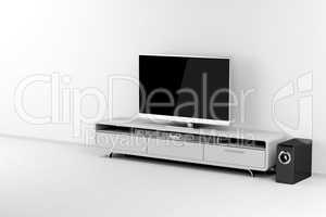 Tv and soundbar with subwoofer