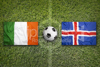 Ireland vs. Iceland flags on soccer field