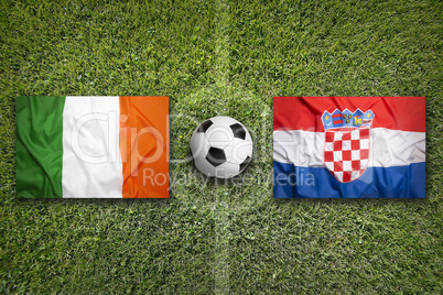 Ireland vs. Croatia flags on soccer field