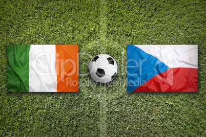 Ireland vs. Czech Republic flags on soccer field