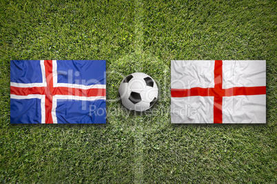 Iceland vs. England flags on soccer field