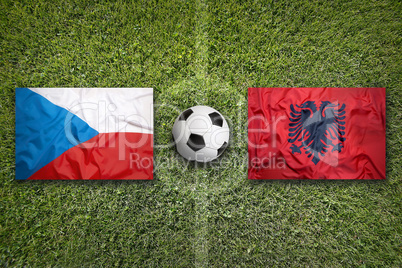 Czech Republic vs. Albania flags on soccer field