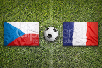 Czech Republic vs. France flags on soccer field