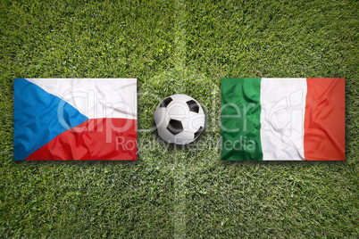 Czech Republic vs. Italy flags on soccer field