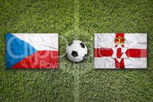 Czech Republic vs. Northern Ireland flags on soccer field