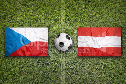 Czech Republic vs. Austria flags on soccer field