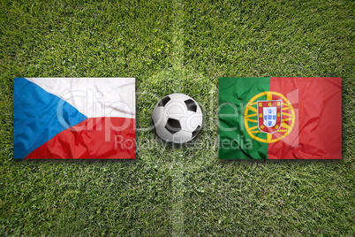 Czech Republic vs. Portugal flags on soccer field