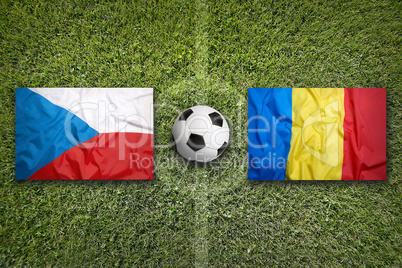 Czech Republic vs. Romania flags on soccer field