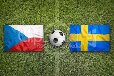 Czech Republic vs. Sweden flags on soccer field