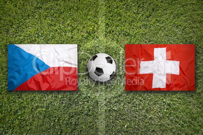 Czech Republic vs. Switzerland flags on soccer field