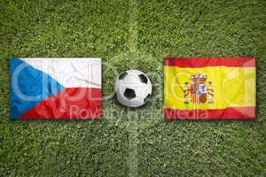Czech Republic vs. Spain flags on soccer field