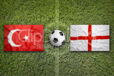 Turkey vs. England flags on soccer field