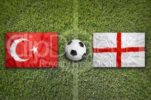 Turkey vs. England flags on soccer field