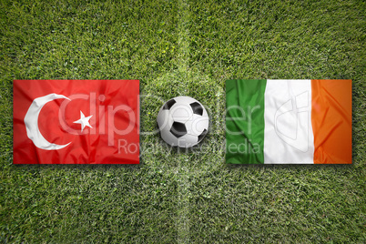 Turkey vs. Ireland flags on soccer field