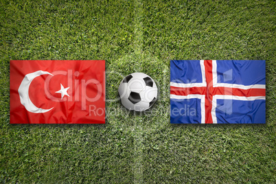 Turkey vs. Iceland flags on soccer field