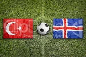 Turkey vs. Iceland flags on soccer field