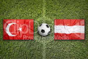 Turkey vs. Austria flags on soccer field