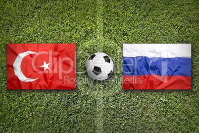 Turkey vs. Russia flags on soccer field