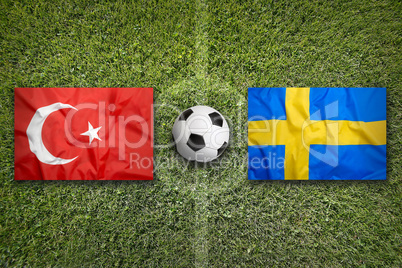 Turkey vs. Sweden flags on soccer field