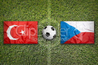 Turkey vs. Czech Republic flags on soccer field