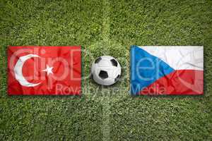 Turkey vs. Czech Republic flags on soccer field