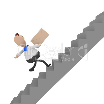 Businessman running fast upstairs, 3d rendering