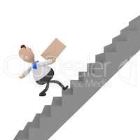 Businessman running fast upstairs, 3d rendering