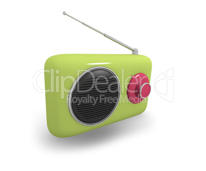 Green vintage style radio, 3d illustration