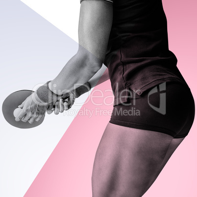 Composite image of female athlete playing ping pong