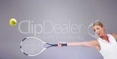 Composite image of athlete playing tennis with a racket