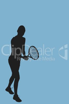 Composite image of female athlete playing tennis